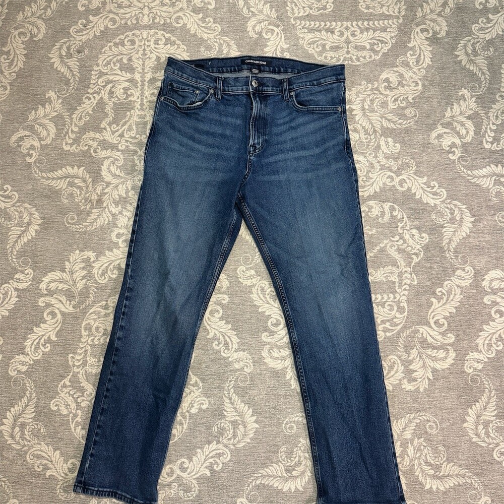 Calvin Klein Jeans Mens Straight Fit Blue Jeans 34x30 Zip Fly 5-Pocket